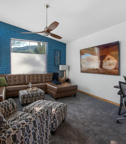 Living room with 85" Smart TV