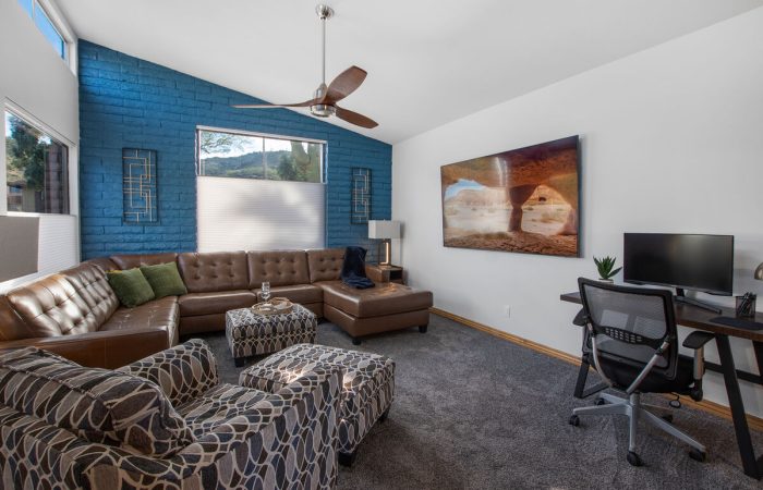 Living room with 85" Smart TV